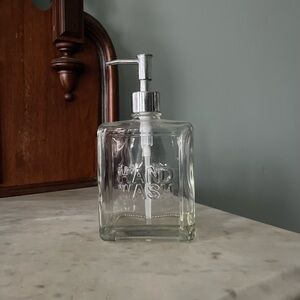 Square Glass Soap Dispenser with Silver Pump
